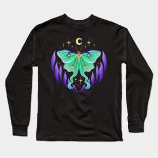 Magical Luna moth green and purple Long Sleeve T-Shirt